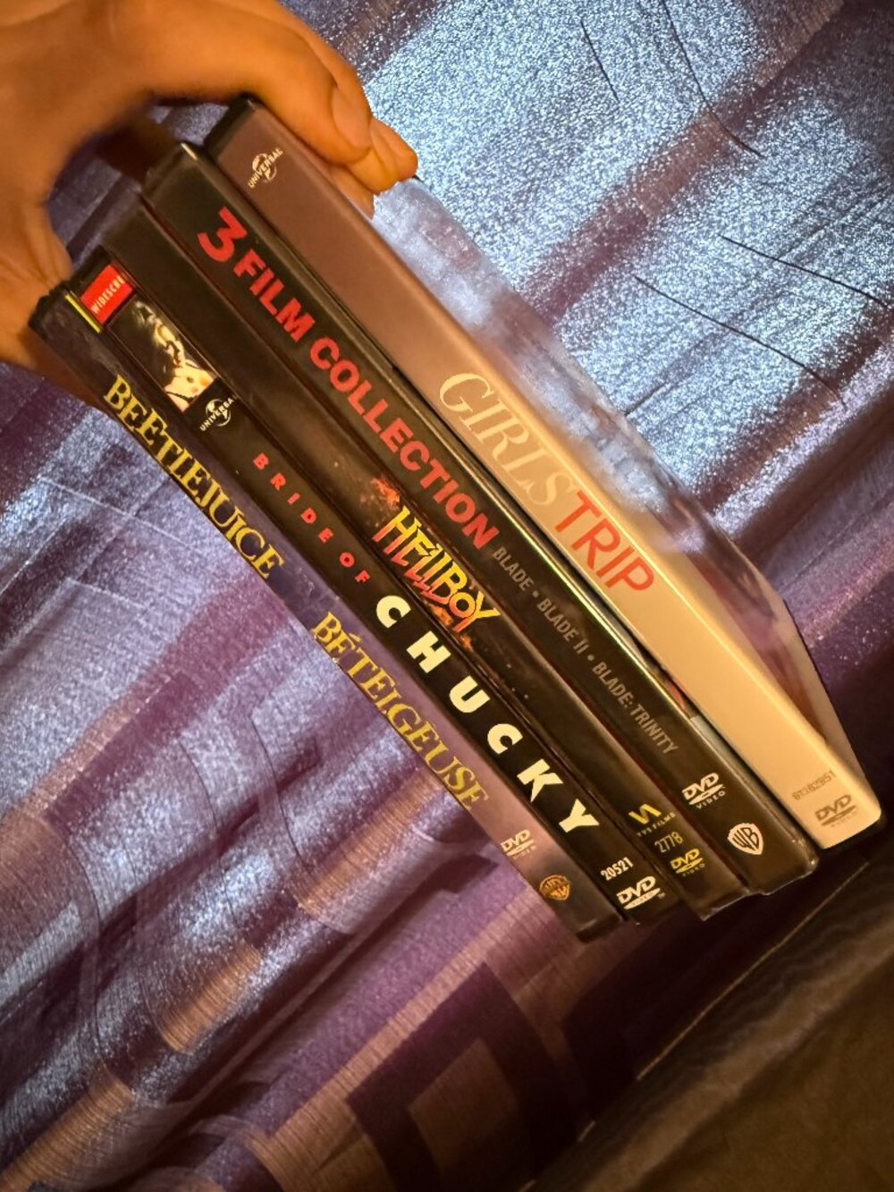 Portable DVD with movies.